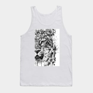 Black And White Half Faced Leopard Tank Top